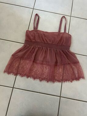 Dusty Rose Sheer Ruffled Camisole
